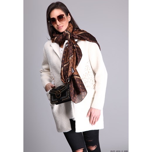 płaszcz damski luxury brands ** płaszcz premium z alpaki krem z leopardem
