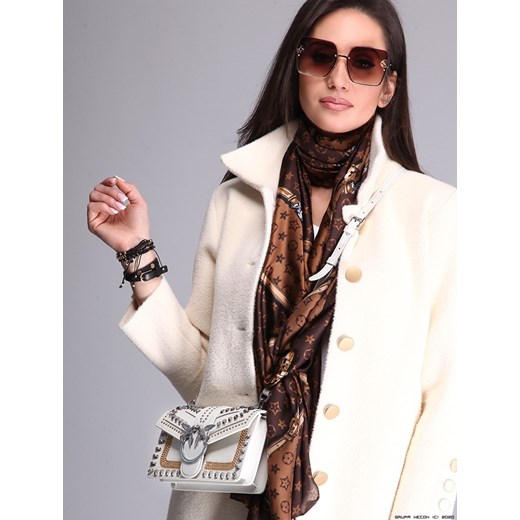 płaszcz damski luxury brands ** płaszcz premium z alpaki kremowy- złote guziki