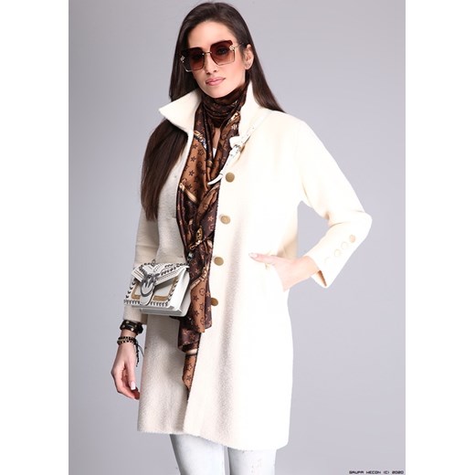 płaszcz damski luxury brands ** płaszcz premium z alpaki kremowy- złote guziki Luxury Brands L/XL LUXURYONLINE