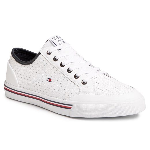 Sneakersy TOMMY HILFIGER - Core Corporate Leather Sneaker FM0FM02677  White YBS
