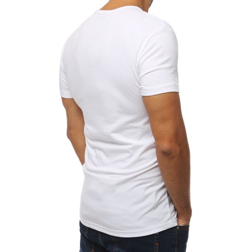 T-shirt męski biały Dstreet z krótkim rękawem z tkaniny 