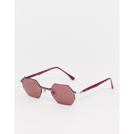 Ray-Ban – 0RB8061 – Różowe sześciokątne okulary przeciwsłoneczne bez ramki-Różowy Ray-Ban  No Size Asos Poland