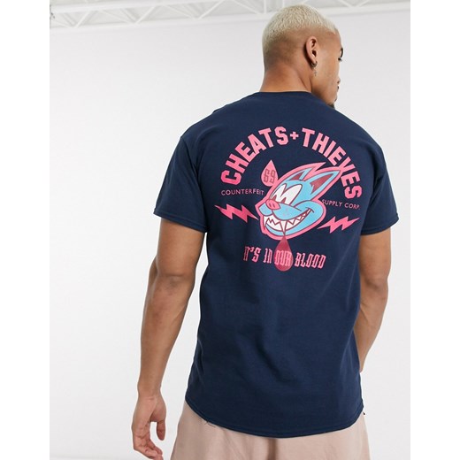 Cheats & Thieves – T-shirt z nadrukiem na plecach-Granatowy Cheats & Thieves  S Asos Poland wyprzedaż 