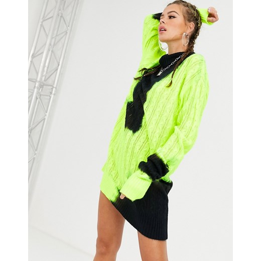 Jaded London – Luźna sukienka dzianinowa z golfem w kolorze neonowo-czarnym-Zielony  Jaded London 38 Asos Poland
