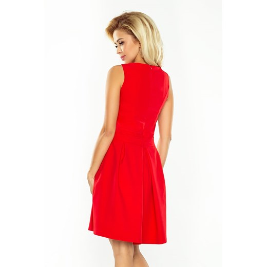 Sukienka z kontrafałdą i kieszeniami czerwona  Numoco S vestyliapl