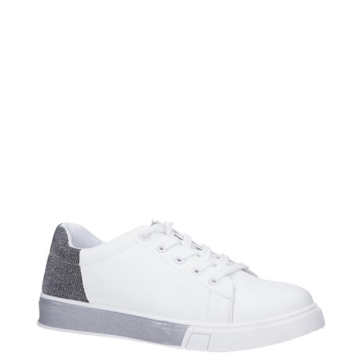 Białe buty sportowe brokatowe sznurowane Casu 02004(D0611)