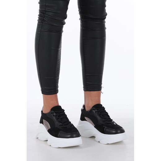 Buty sportowe damskie Casu w stylu młodzieżowym płaskie sznurowane ze skóry ekologicznej 