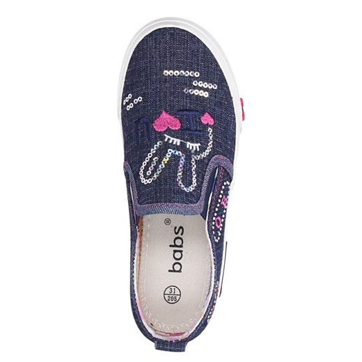 Granatowe trampki slip on z gumką cekiny Casu A6713