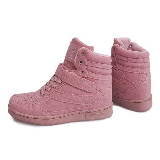 Buty sportowe damskie casualowe na platformie różowe z zamszu młodzieżowe 
