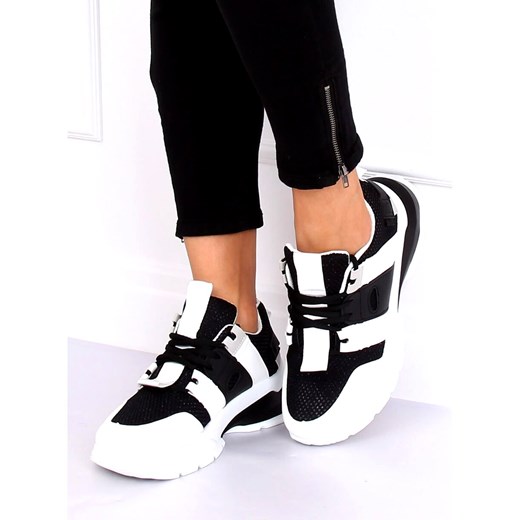 Buty sportowe damskie Butymodne na płaskiej podeszwie ze skóry ekologicznej 