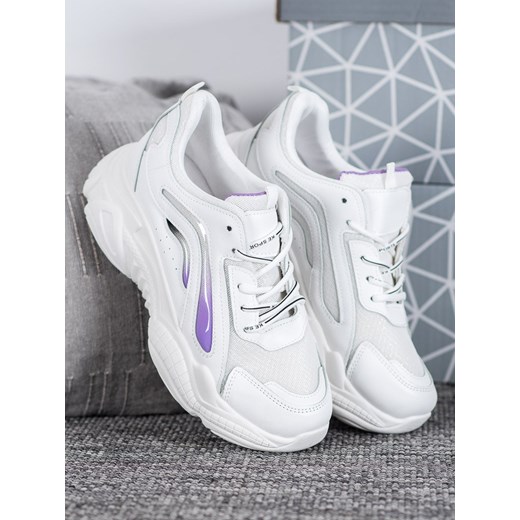 Buty sportowe damskie białe CzasNaButy na platformie na wiosnę sznurowane 