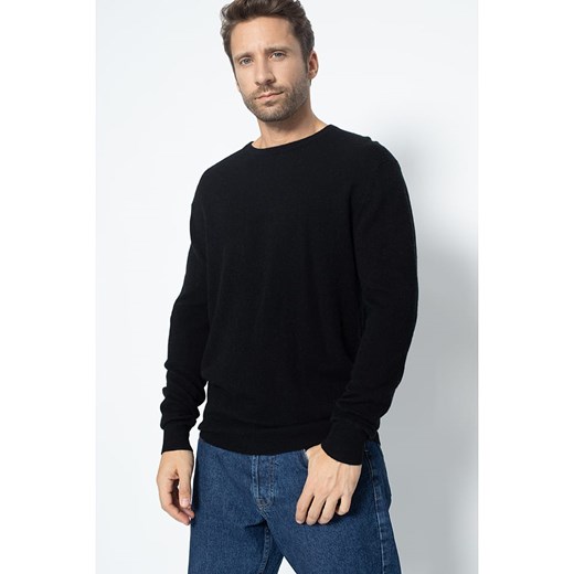Just Cashmere sweter męski czarny bez wzorów casual 
