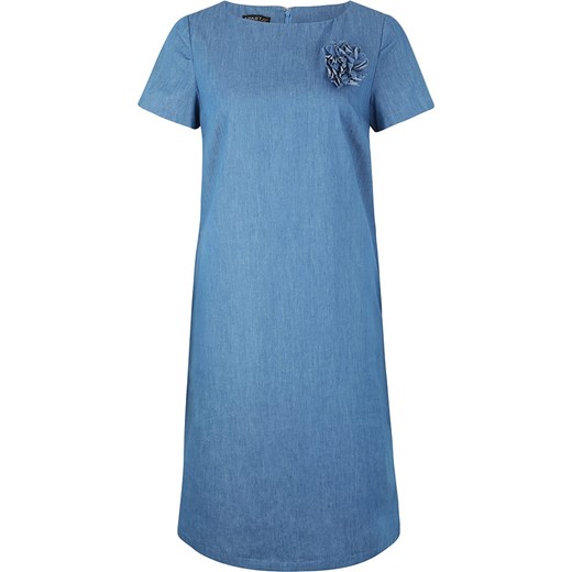 Sukienka Apart z aplikacjami  niebieska na urodziny bawełniana trapezowa 