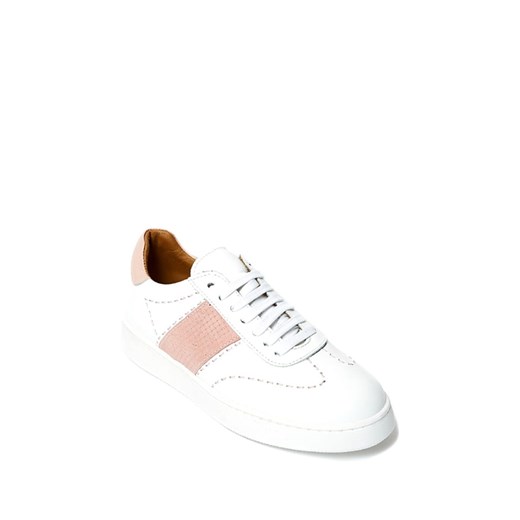 Skórzane sneakersy w kolorze biało-jasnoróżowym