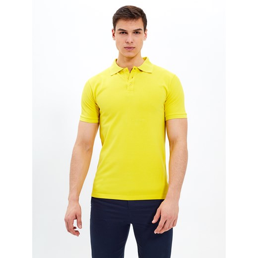 T-shirt męski Gate z krótkim rękawem żółty bez wzorów casual 