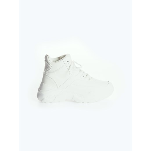 Sneakersy damskie Gate białe bez wzorów na wiosnę na platformie 