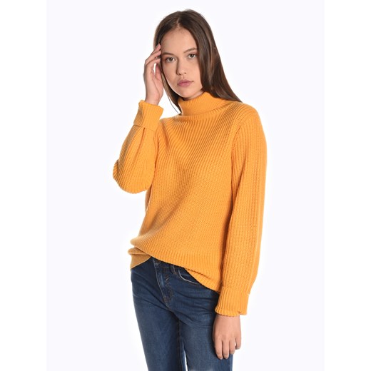 Sweter damski Gate żółty casualowy bez wzorów 