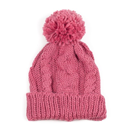 Gruba, zimowa czapka z pomponem szaleo rozowy czapka