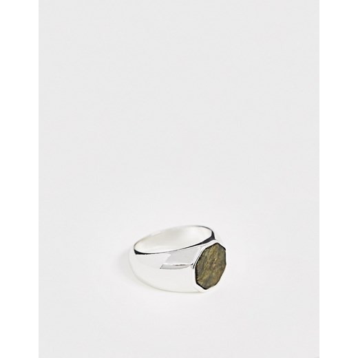 Icon Brand – Sygnet w kolorze srebra z kamieniem-Srebrny