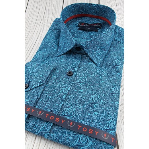 Koszula męska Tosy z długim rękawem z tkaniny w abstrakcyjnym wzorze 