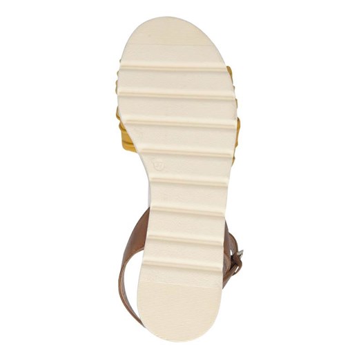 Sandały damskie Caprice z klamrą brązowe ze skóry casual na lato 