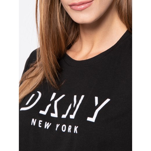 Bluzka damska DKNY młodzieżowa czarna z okrągłym dekoltem 