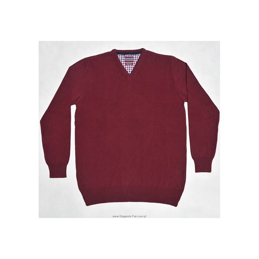 Bordowy sweter bawełniany męski eleganckipan-com-pl czerwony bawełniane