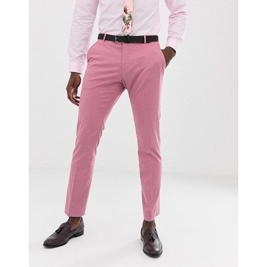 Selected Homme –Różowe spodnie garniturowe o dopasowanym kroju-Różowy