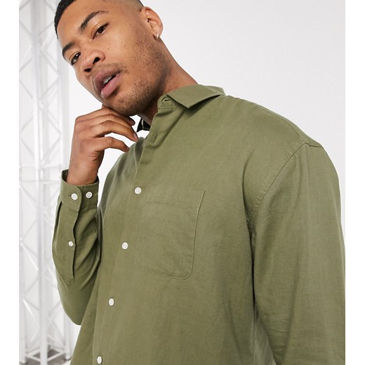 Zielona koszula męska Asos z długim rękawem 