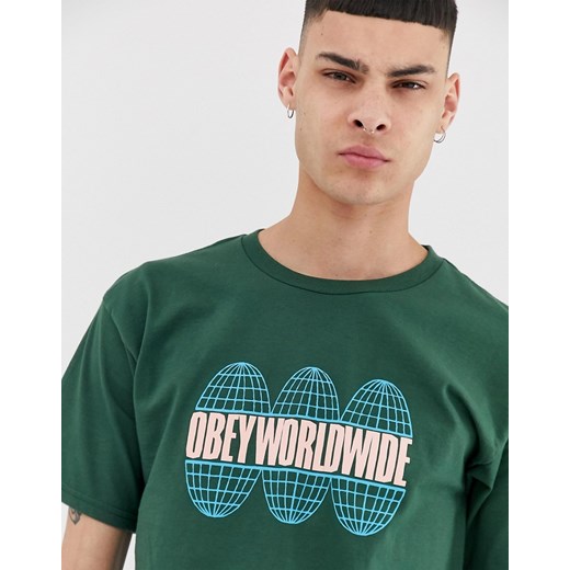 Obey – Global – Zielony T-shirt  OBEY L Asos Poland