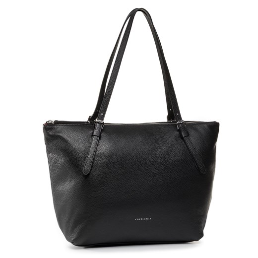 Shopper bag czarna Coccinelle bez dodatków na ramię duża matowa elegancka 