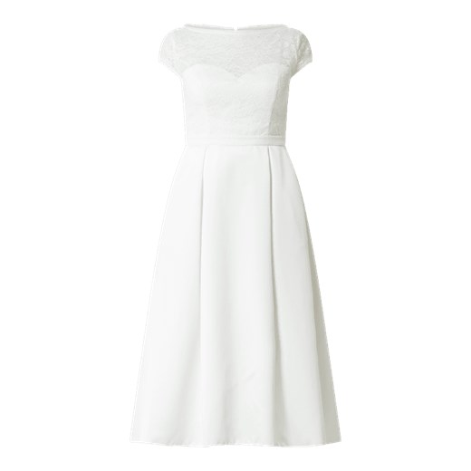 Biała sukienka V.m. na ślub cywilny bez wzorów midi tiulowa 