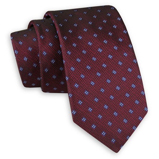 Ciemny Bordowy Elegancki Krawat -Angelo di Monti- 6 cm, Męski, w Niebieski Wzór Geometryczny KRADM1695  Angelo Di Monti  JegoSzafa.pl