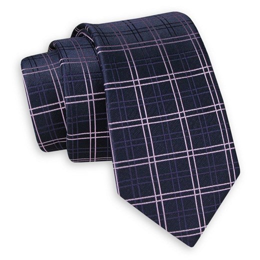 Ciemny Granatowy Elegancki Krawat -Angelo di Monti- 6 cm, Męski, w Grubą Kratkę KRADM1720  Angelo Di Monti  JegoSzafa.pl
