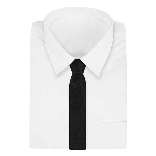Czarny Klasyczny Szeroki Krawat -Angelo di Monti- 7 cm, Męski, Elegancki, w Tłoczony Wzór Paisley KRADM1680  Angelo Di Monti  JegoSzafa.pl