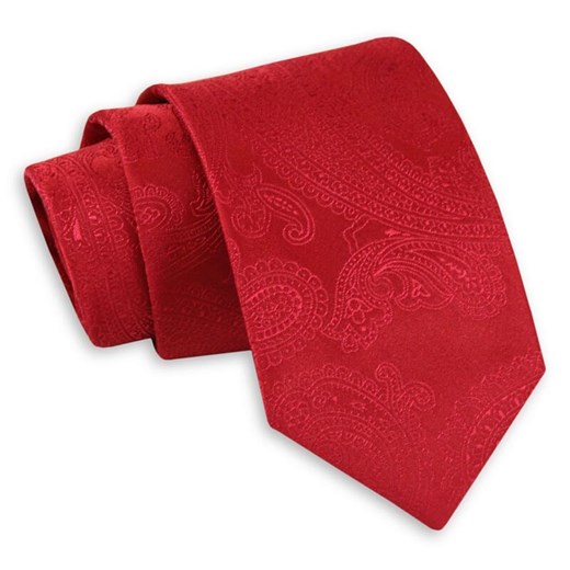 Czerwony Klasyczny Szeroki Krawat -Angelo di Monti- 7 cm, Męski, Elegancki, w Toczony Wzór Paisley KRADM1670 Angelo Di Monti   JegoSzafa.pl