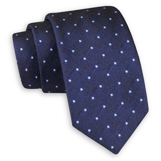 Granatowy Melanżowy Elegancki Krawat -Angelo di Monti- 6 cm, Męski, w Groszki, Kropki KRADM1692  Angelo Di Monti  JegoSzafa.pl