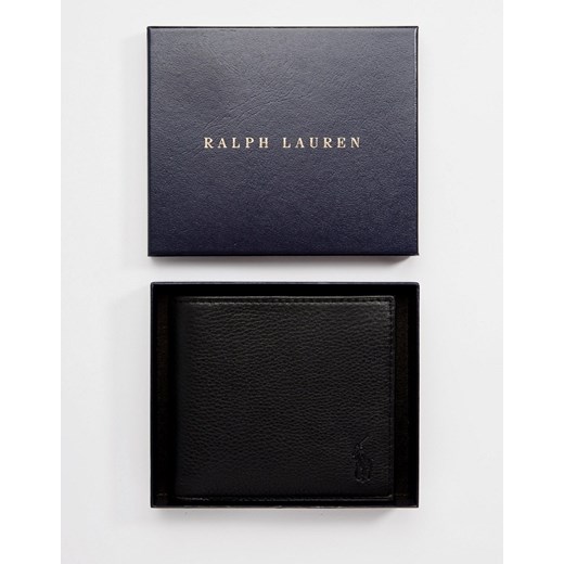 Polo Ralph Lauren – Czarny skórzany składany portfel z kieszonką na monety