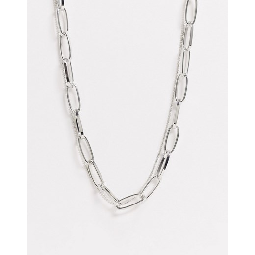 DesignB – Warstwowy łańcuszek na szyję w kolorze srebrnym z owalnymi ogniwami Designb London  No Size Asos Poland