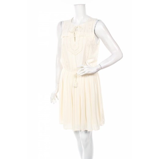 Beżowa sukienka Abercrombie & Fitch bez rękawów rozkloszowana mini na urodziny 