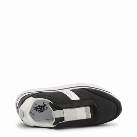 Czarne buty sportowe damskie U.S Polo Assn. z tworzywa sztucznego bez wzorów wiosenne bez zapięcia 
