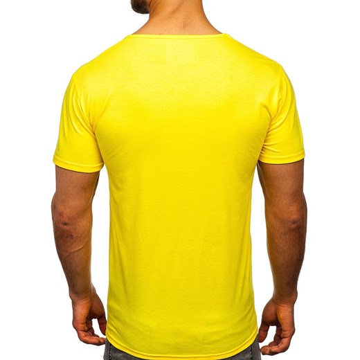 Żółty T-shirt męski z nadrukiem Denley KS1971 Denley  L wyprzedaż  