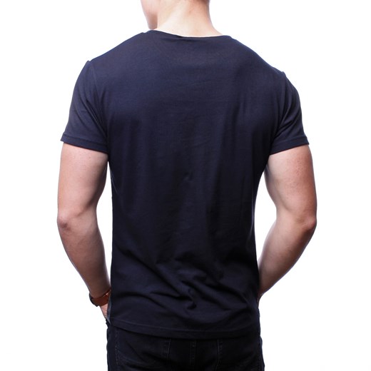 Niebieski t-shirt męski Recea z krótkimi rękawami 