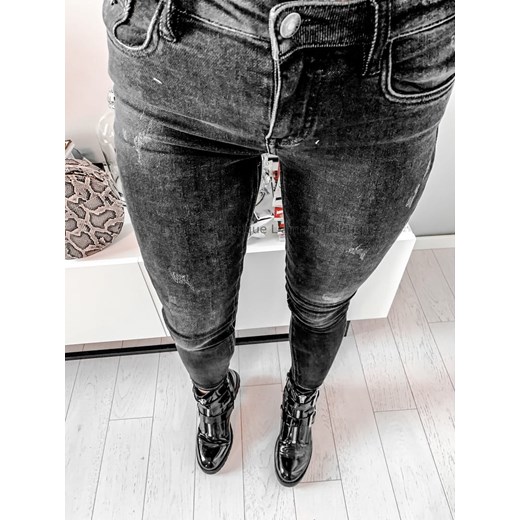 Spodnie elastyczne z przetarciami jeans- szare L'Amour  uniwersalny L'amour Boutique