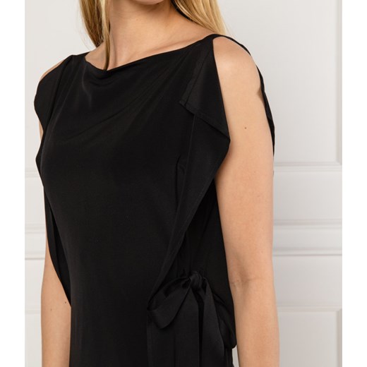 Sukienka McQ Alexander McQueen bez rękawów midi czarna jedwabna na sylwestra z okrągłym dekoltem 