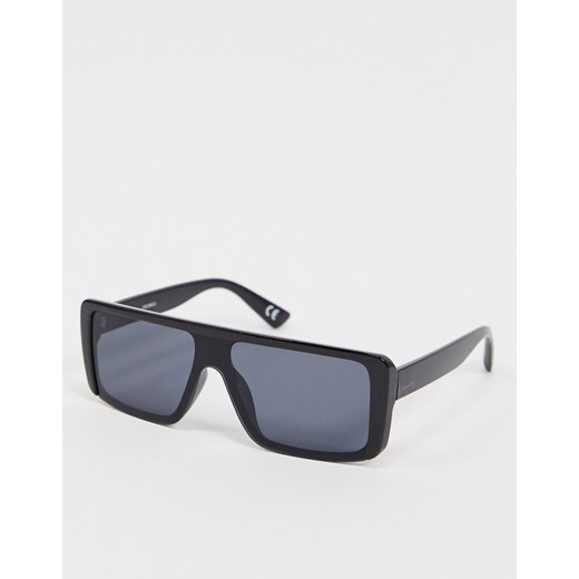 ASOS DESIGN — Czarne plastikowe okulary przeciwsłoneczne z przydymionymi soczewkami-Czarny