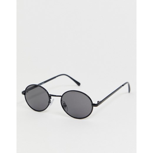 Monki - Małe owalne okulary przeciwsłoneczne w czarnych oprawkach