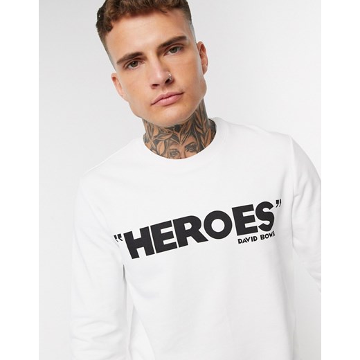 HUGO × David Bowie – Heroes – Biała bluza z nadrukiem na piersi-Biały