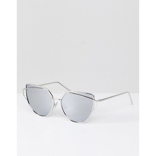 Jeepers Peepers –  Okulary przeciwsłoneczne kocie oczy ze srebrnymi oprawkami i płaskimi, srebrnymi, lustrzanymi szkłami  Jeepers Peepers No Size Asos Poland
