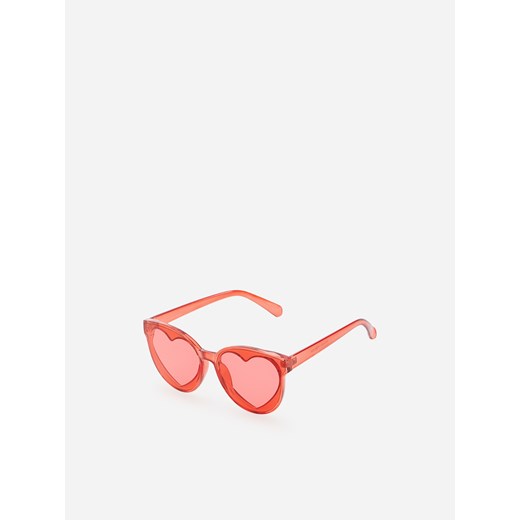 Reserved - Okulary przeciwsłoneczne ze szkłami w kształcie serc - Czerwony  Reserved One Size 